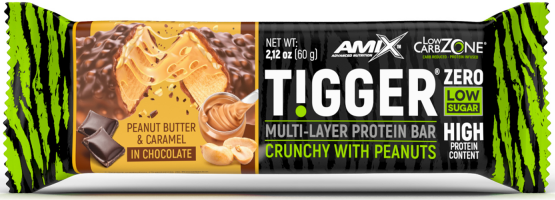 Proteínová tyčinka s nízkym obsahom sacharidov Amix TIGGER Zero 60g arašidové maslo s karamelom