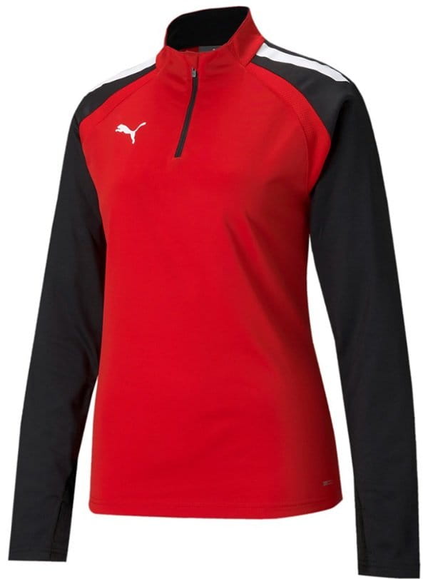 Tričko s dlhým rukávom Puma teamLIGA 1 4 Zip Top W Red- Bla